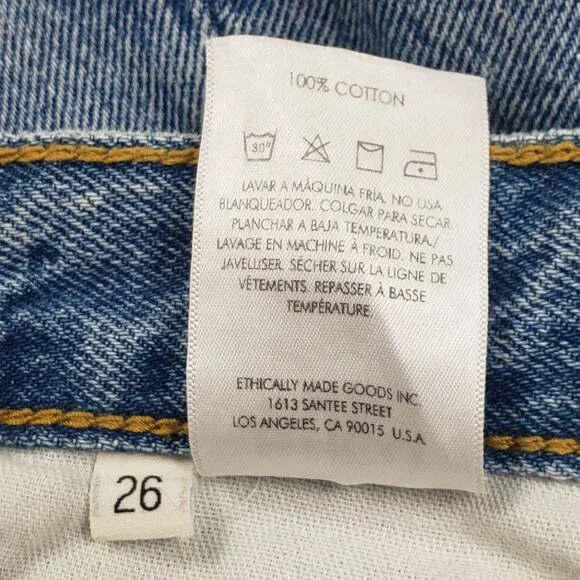 Etica Denim Cassel Ultra High Barrel Jeans Women Size 26 Atwood Wash 100% Cotton - Picture 9 of 16